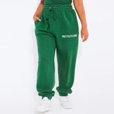 prety litle thng plus size forest green high waist sweat jogger trouser for women