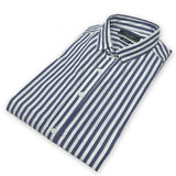 zr slim fit white blue lining casual shirt for men