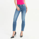 francmna skinny fit stretchable mid blue jeans for women