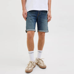 jack & jone regular fit stretchable brownish blue denim short for men