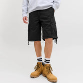jack & jone 6 pocket cargo relax fit black cotton short for men