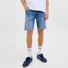 jack & jone regular fit stretchable light blue denim short for men