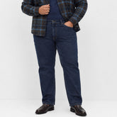 MS plus size straight fit solid blue jeans for men