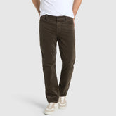 MC modren fit stretchable dark brown corduroy jeans for men