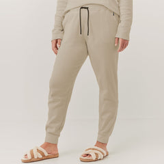 P&B slim fit beige waffle trouser for women