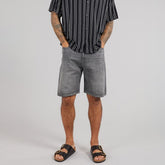 jack & jone baggy fit stretchable grey denim short for men