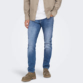 on-ly slim fit stretchable bright blue jeans for men