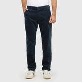 MC regular slim fit stretchable navy blue soft corduroy chino pant