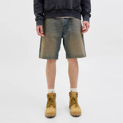 jack & jone baggy fit stretchable rust wash denim short for men