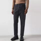 selctd baggy loose fit comfort stretch black jeans for men