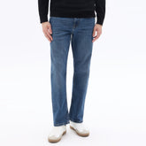 clio regular fit stretchable mid blue jeans for men
