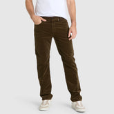 MC modren fit stretchable light brown corduroy jeans for men