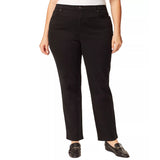 amnda slim straight stretchable short length plus size black curvy jeans