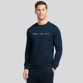 infnity crew neck navy blue sweat shirt for winter