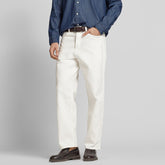 selctd loose/baggy fit stretchable white jeans for men