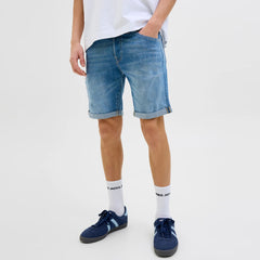 jack & jone regular fit stretchable light blue denim short for men