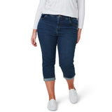 evns slim straight stretchable dark faded blue short length/capri jeans