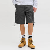 jack & jone 6 pocket cargo relax fit grey cotton short for men