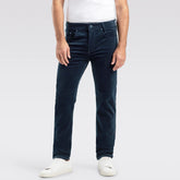 MC modren fit stretchable navy blue corduroy jeans for men