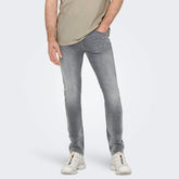 on-ly slim fit stretchable grey jeans for men