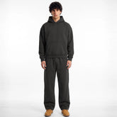 ZR drop shoulder / baggy unisex cotton dark grey tracksuit for winter