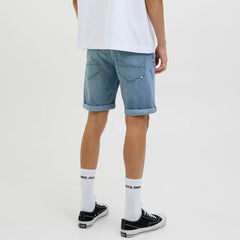 jack & jone regular fit stretchable light blue denim short for men