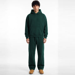 ZR drop shoulder / baggy unisex cotton green tracksuit for winter