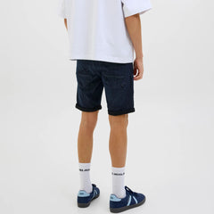 jack & jone regular fit stretchable navy blue denim short for men