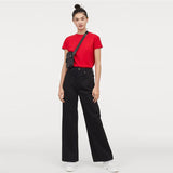 on-ly wide leg high rise stretchable black jeans for women