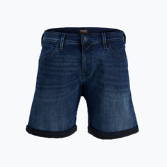 jack & jone regular fit stretchable navy blue denim short for men
