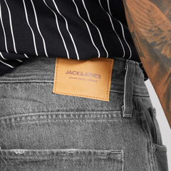 jack & jone baggy fit stretchable grey denim short for men