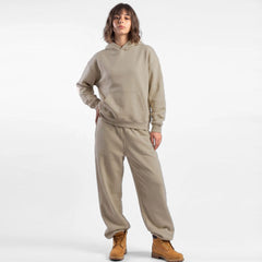ZR drop shoulder / baggy unisex cotton fleece beige tracksuit for winters