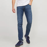 JJ slim fit stretchable mid blue jeans for men