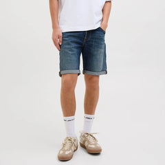 jack & jone regular fit stretchable brownish blue denim short for men