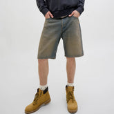 jack & jone baggy fit stretchable rust wash denim short for men