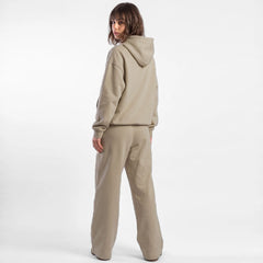 ZR drop shoulder / baggy unisex cotton fleece beige tracksuit for winter