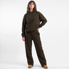 ZR drop shoulder / baggy unisex cotton fleece chocolate brown tracksuit for winter