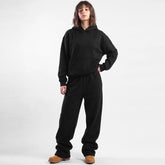 ZR drop shoulder / baggy unisex cotton fleece black tracksuit for winters