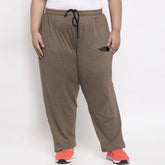 nrth face women straight/loose fit brown plus size terry trouser for summer
