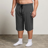 addi plus size men dark grey jersey 3-Quarter Shorts for summer