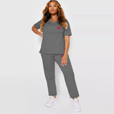 nrt face plus size dark grey summer track suit for women