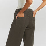 on-ly wide leg high rise stretchable brown jeans for women