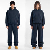ZR drop shoulder / baggy unisex cotton blue tracksuit for winter