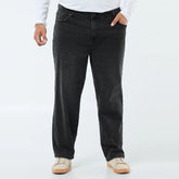 MS plus size straight fit faded black jeans for men