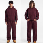 ZR drop shoulder / baggy unisex cotton maroon tracksuit for winter