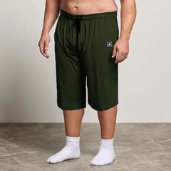 addi plus size men green jersey 3-Quarter Shorts for summer