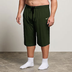 nke plus size men green jersey 3-Quarter Shorts for summer