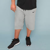 nke plus size men light grey jersey 3-Quarter Shorts for summer