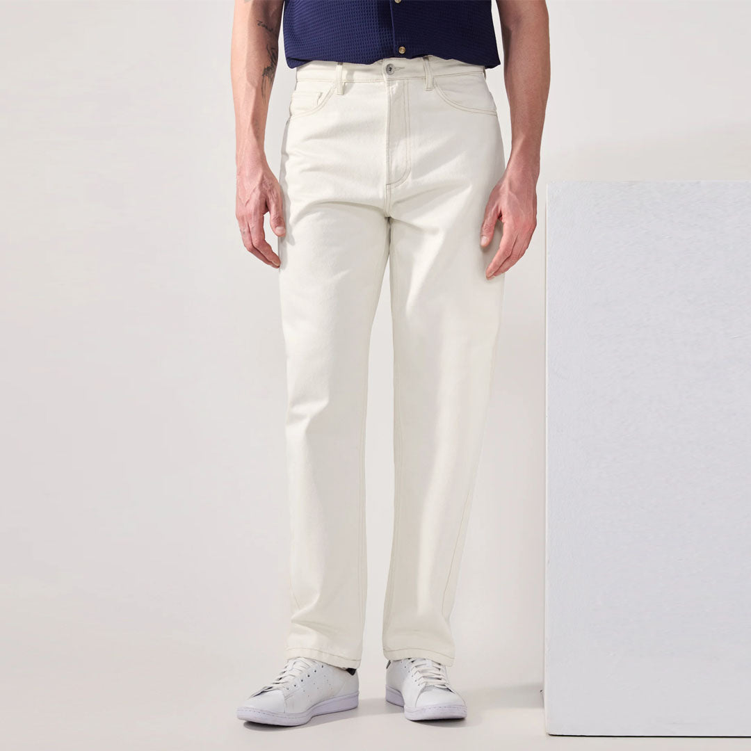 P&B regular slim fit off white jeans for men –
