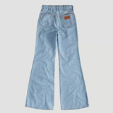 wrngler high rise non stretchable sky blue bootcut jeans